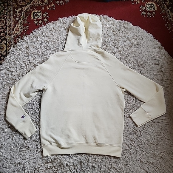 *SOLD* Champion Hoodie Sweatshirt Powerblend Medium Cream Yellow Pink Burgundy - Picture 7 of 8